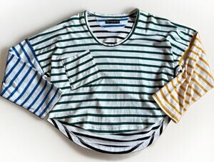Built By Wendy Women Multicolor Striped 100% Cotton Long Sleeve Size M